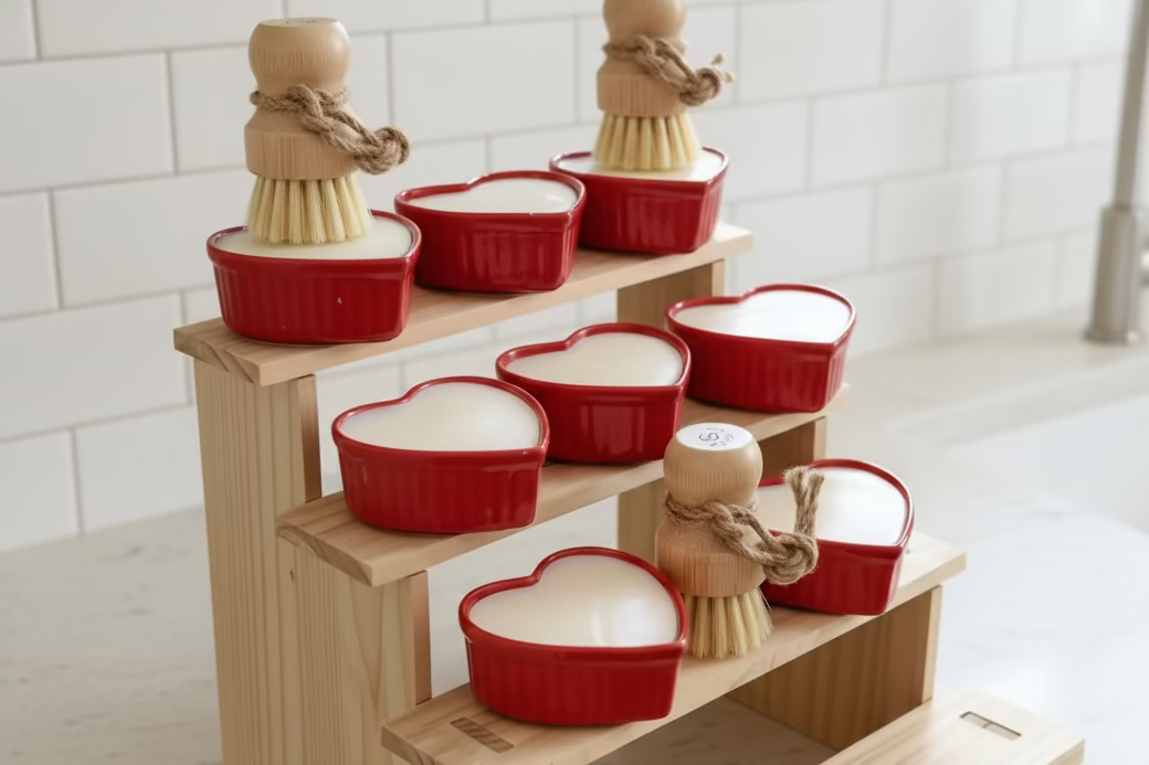 LOVE MY DISH SOAP STARTER SET WITH BRUSH - Red