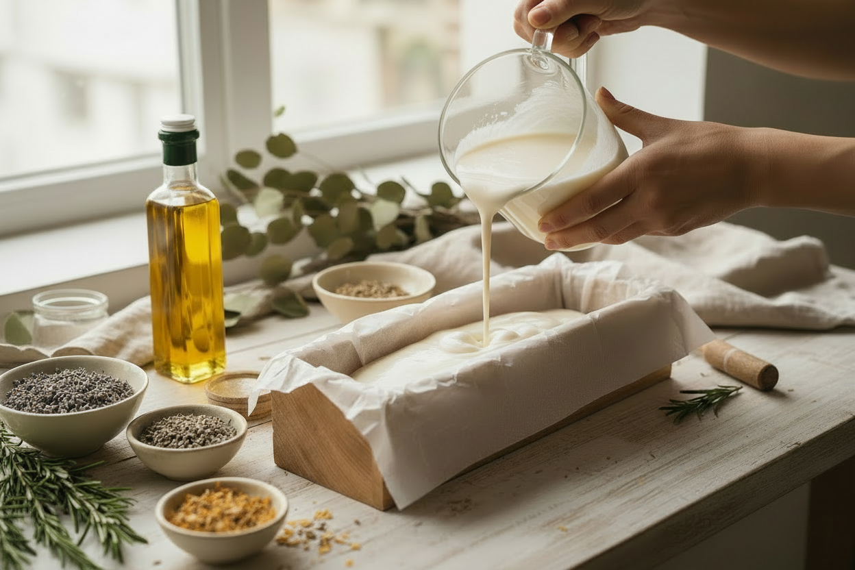 Cold process soap making image