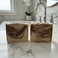 Orange Chocolate soap bars on elegant bathroom counter